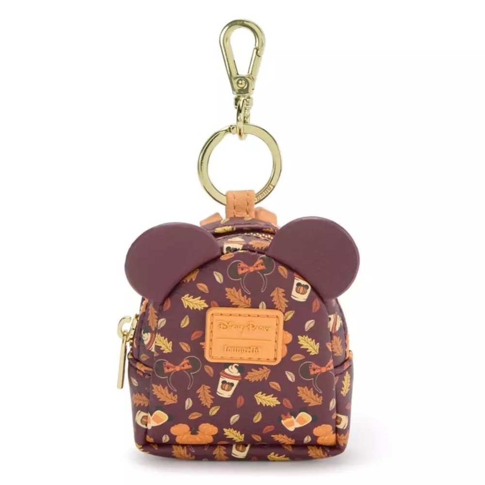 NWT Disney Park Loungefly Mickey Ears Fall Pumpkins Mini Backpack Keychain Charm